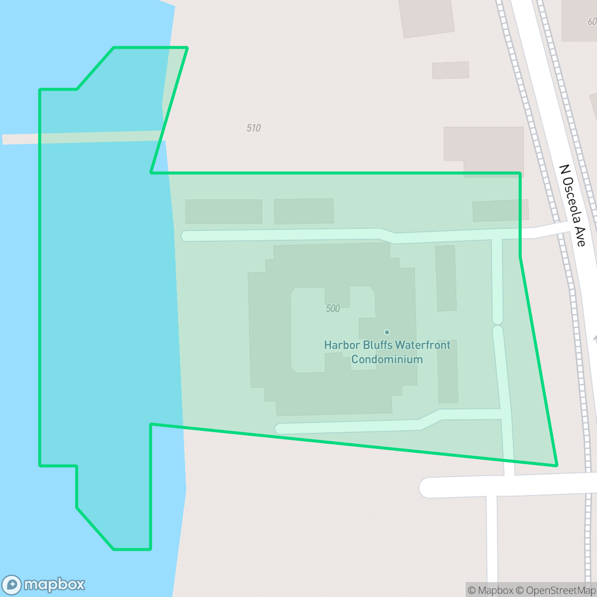Map showing the location of Harbor Bluffs Waterfront Condo Assoc, Clearwater, FL