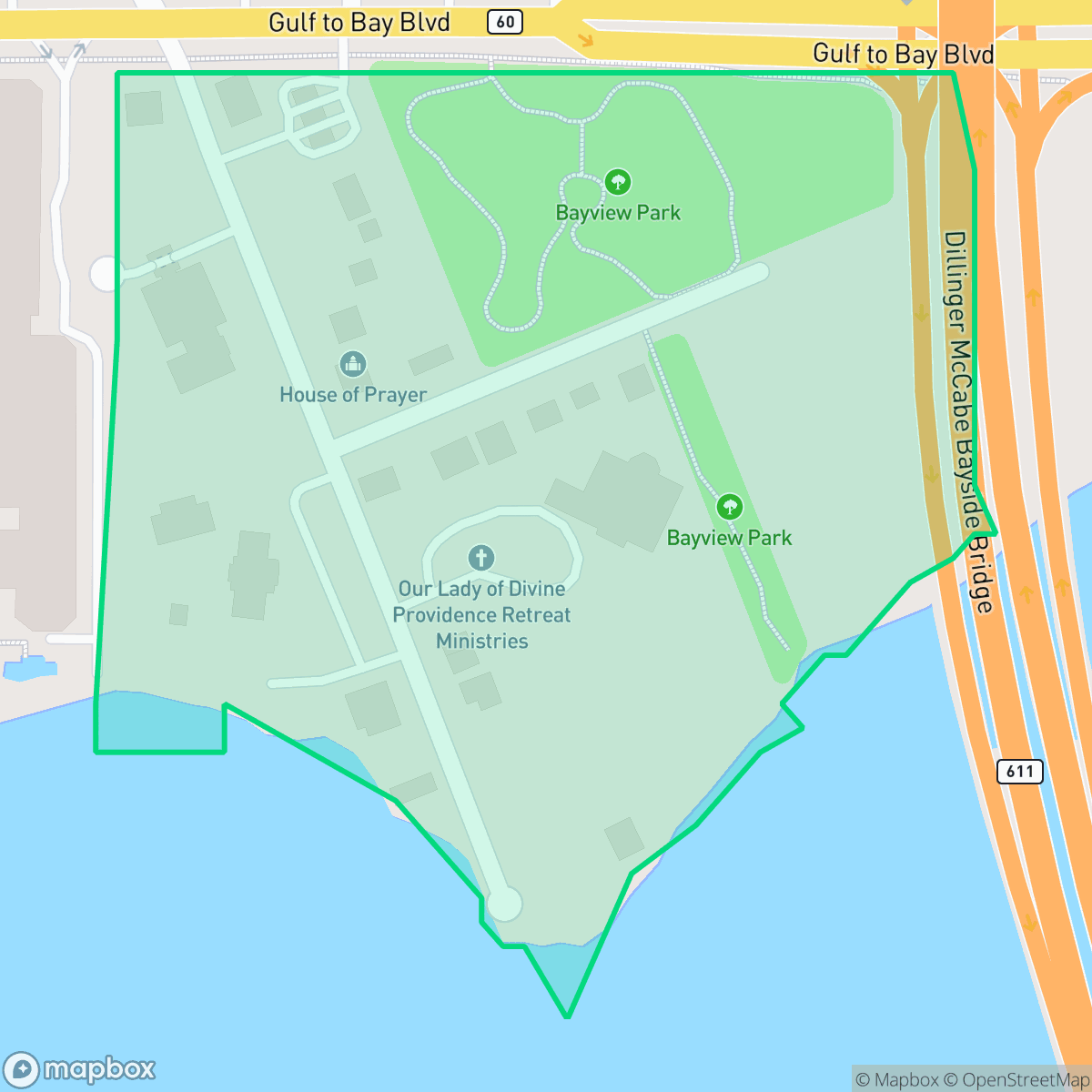 Map showing the location of Historic Bayview Association, Clearwater, FL