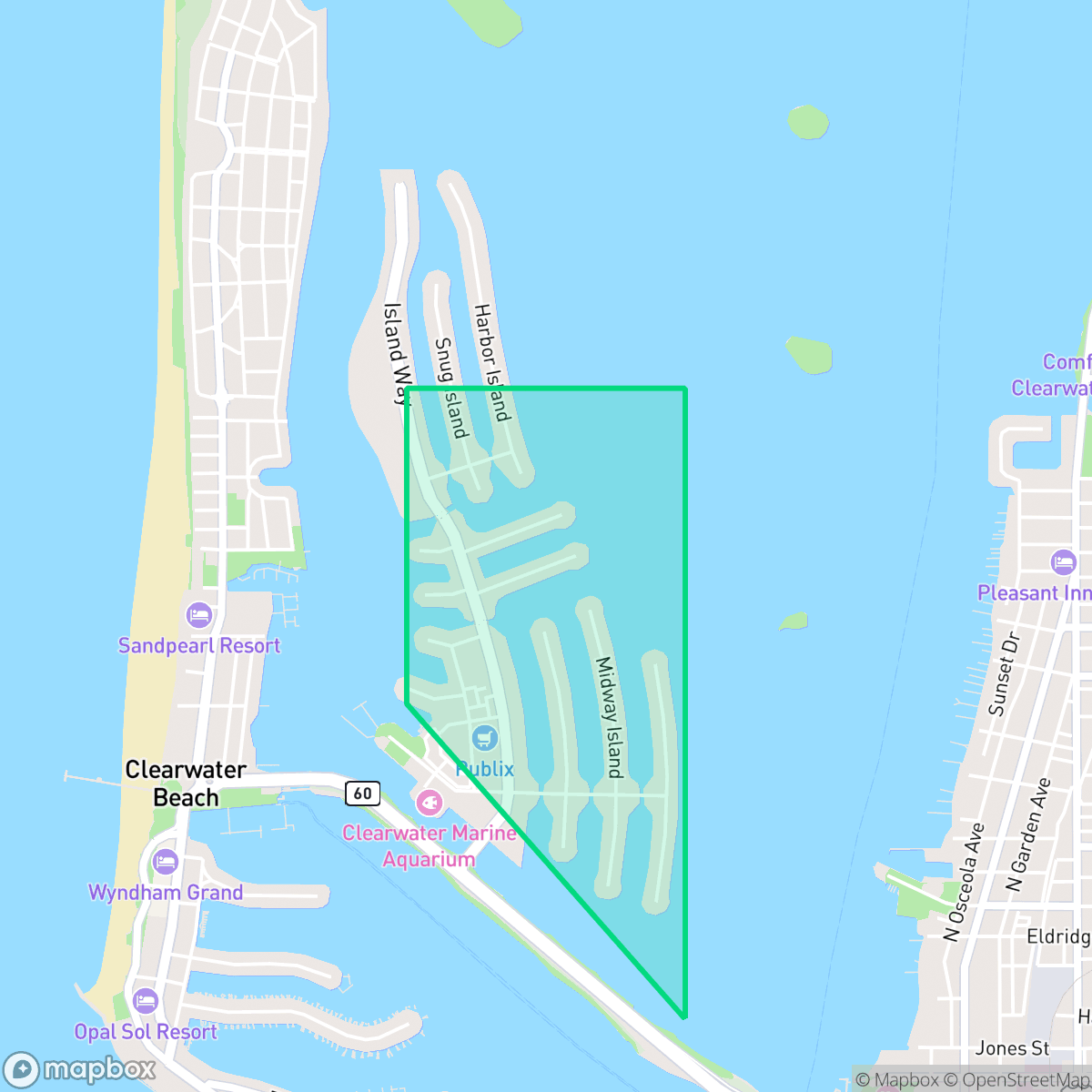 Map showing the location of Island Estate Civic Association, Clearwater, FL