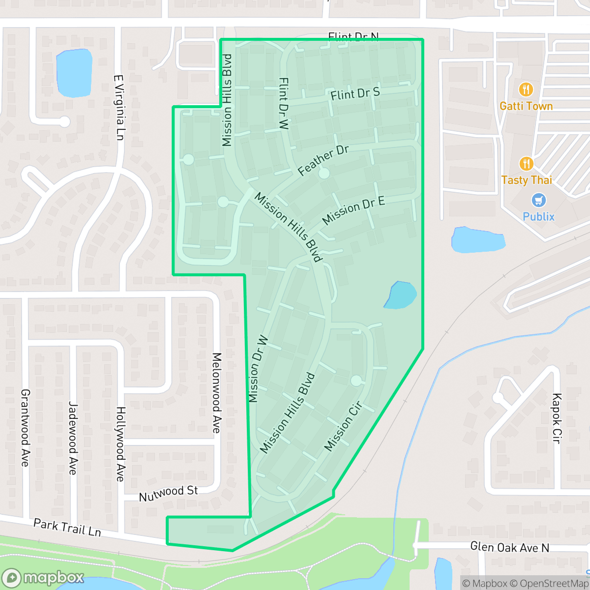 Map showing the location of Mission Hills Condominium Association, Clearwater, FL