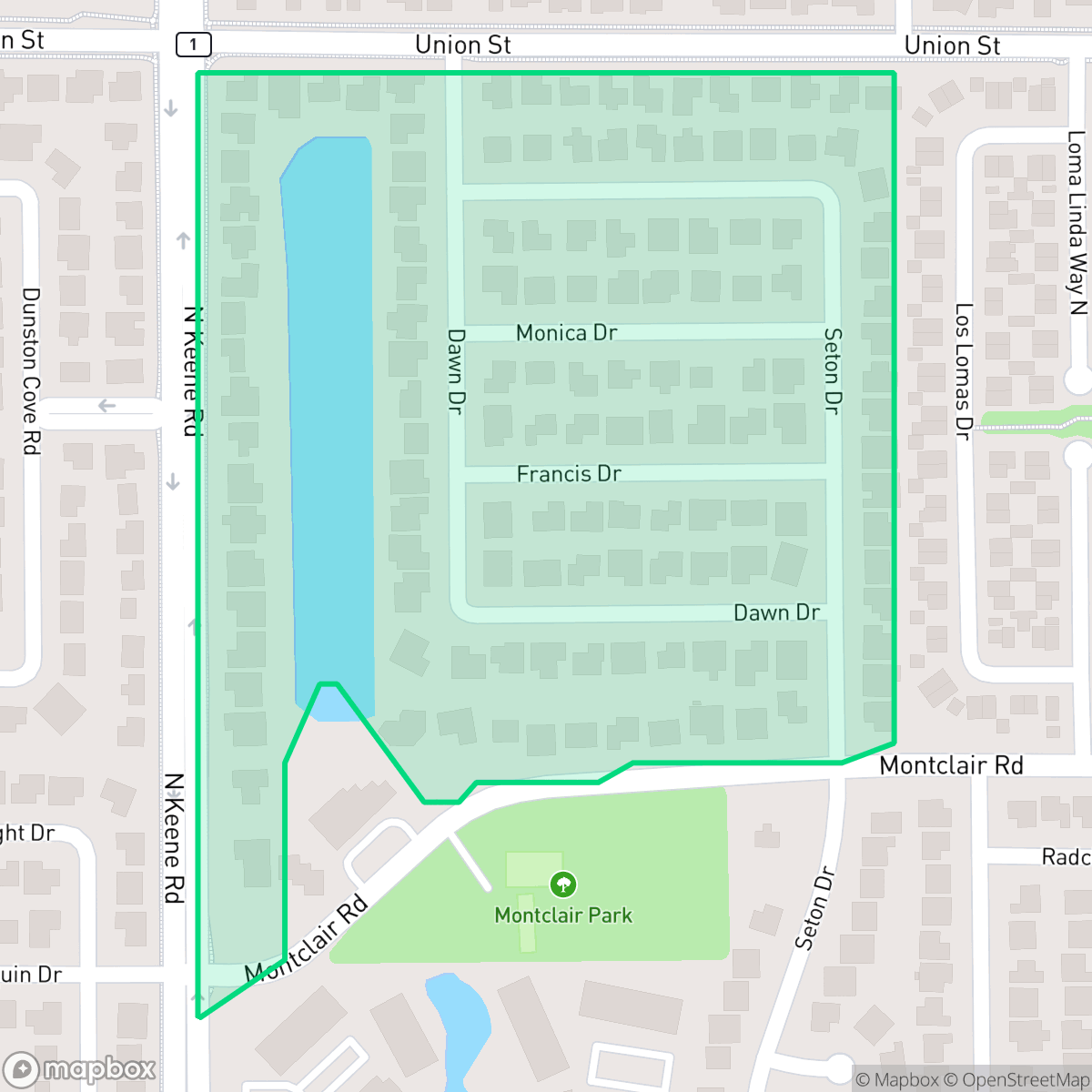 Map showing the location of Montclair Lake Estates Homeowners Assoc, Clearwater, FL