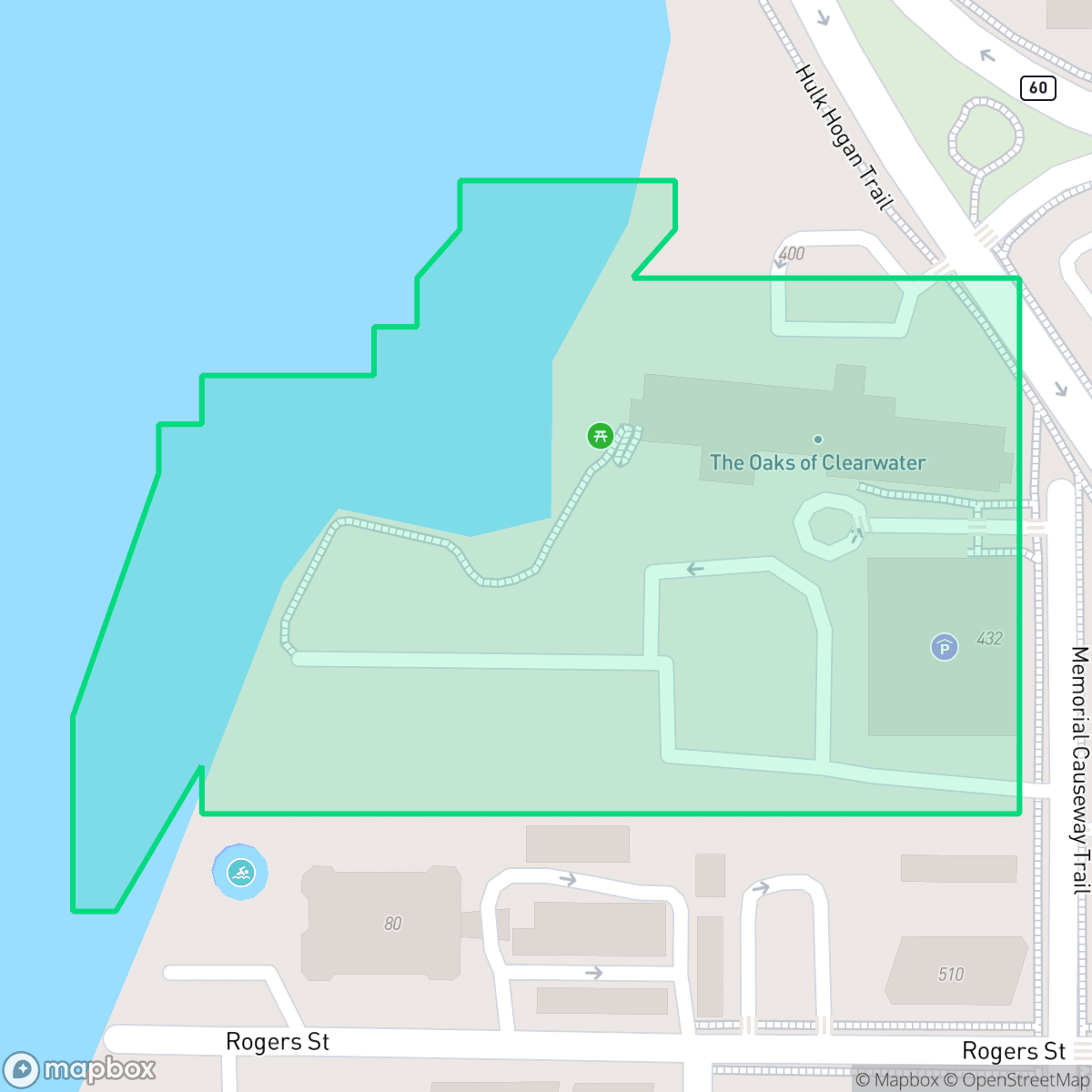 Map showing the location of Oak Bluffs Condominium Association, Clearwater, FL