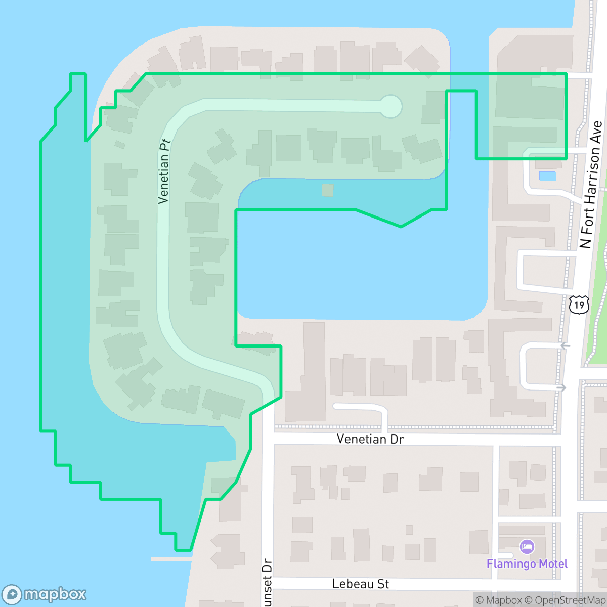 Map showing the location of Old Clearwater Bay Neighborhood Association, Clearwater, FL