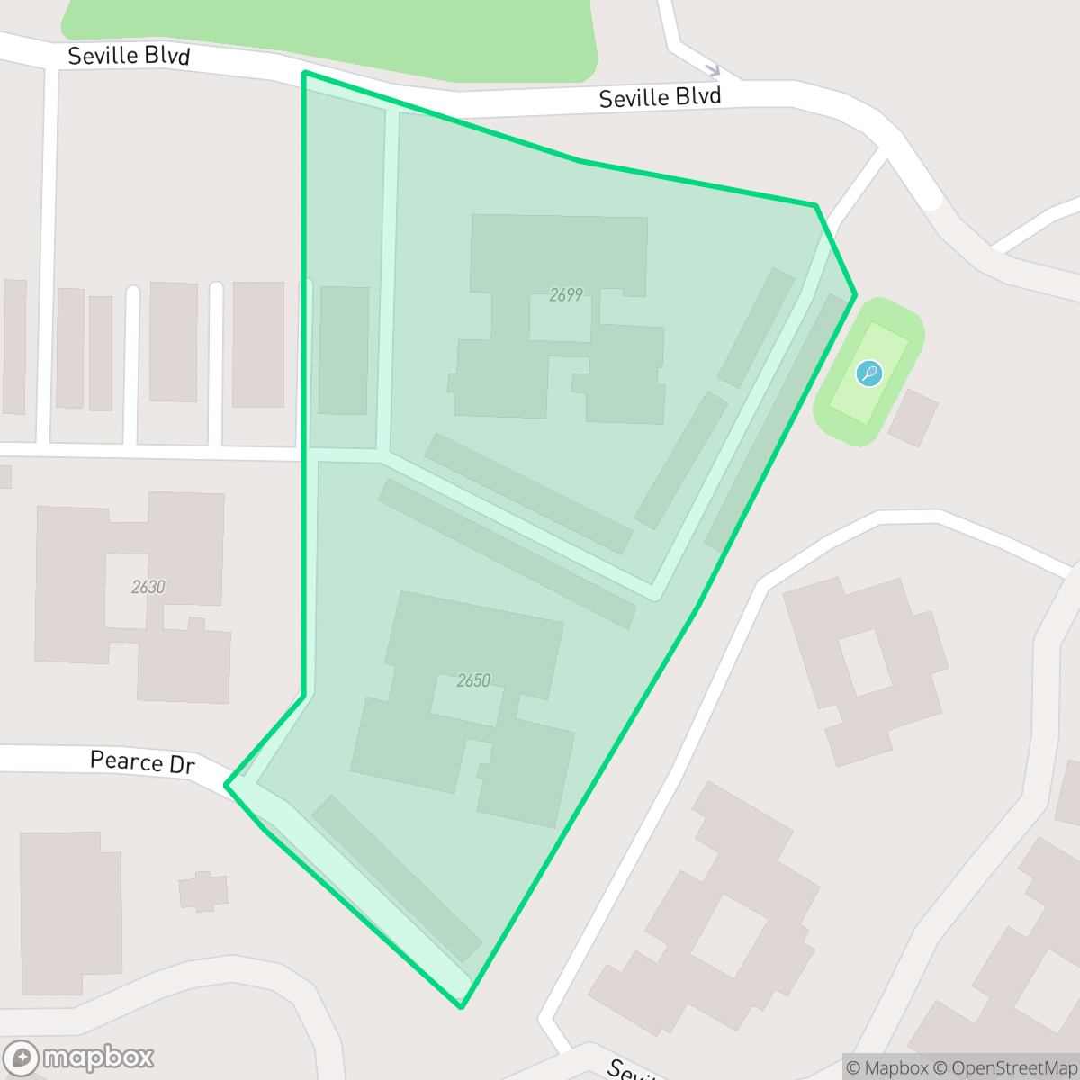 Map showing the location of Seville Condominium, Clearwater, FL