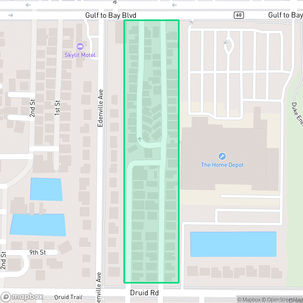 Map showing the location of Sunny Grove Mobile Homeowners Association, Clearwater, FL