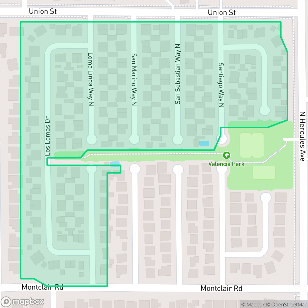 Map showing the location of Valencia Park Homeowners Association, Clearwater, FL