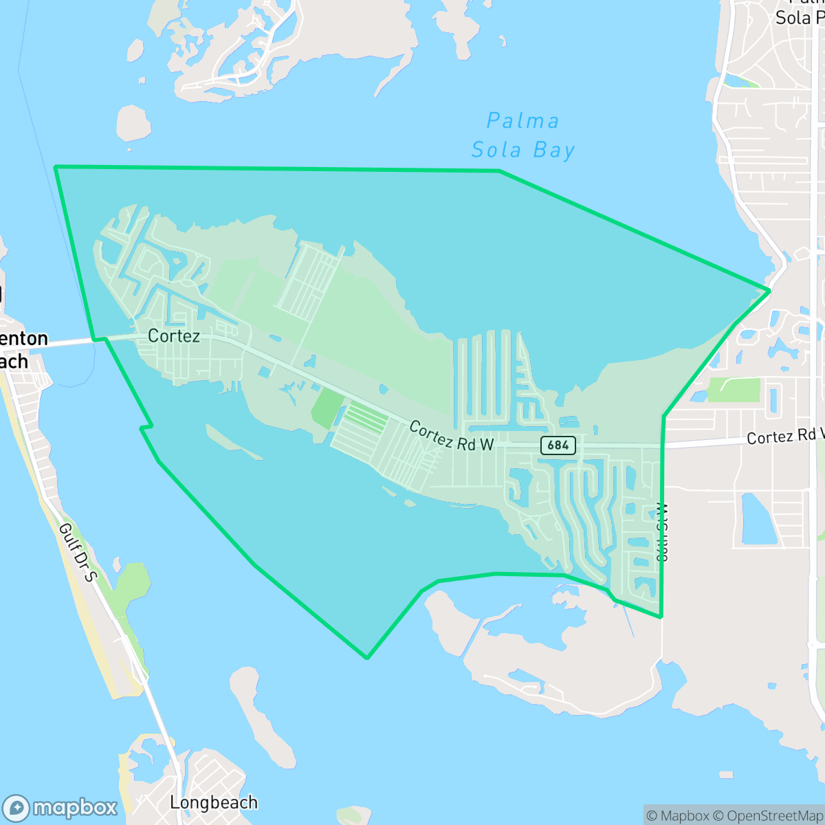 Map showing the location of Cortez, FL — coverage area