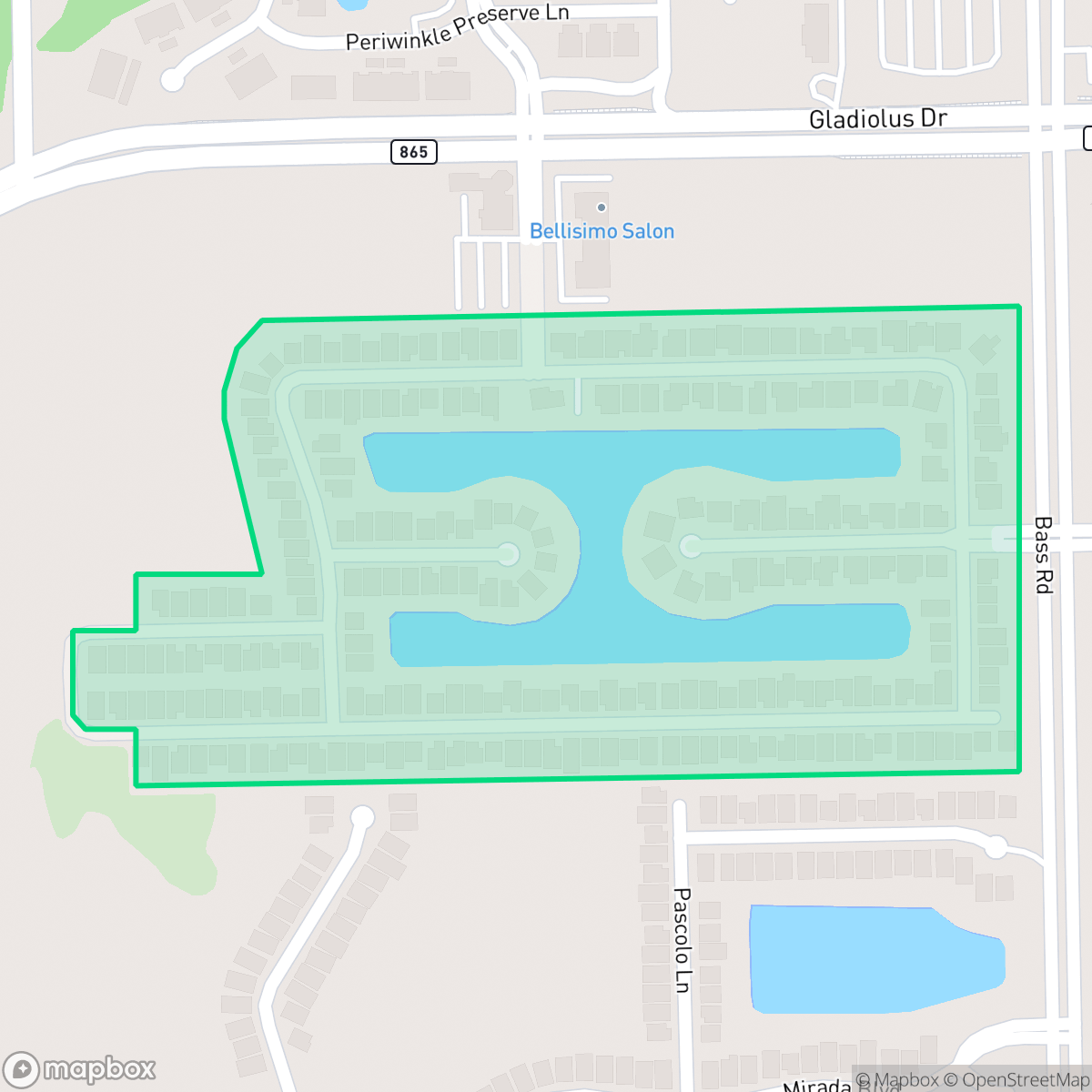Map showing the location of Gladiolus Preserve, Cypress Lake, FL