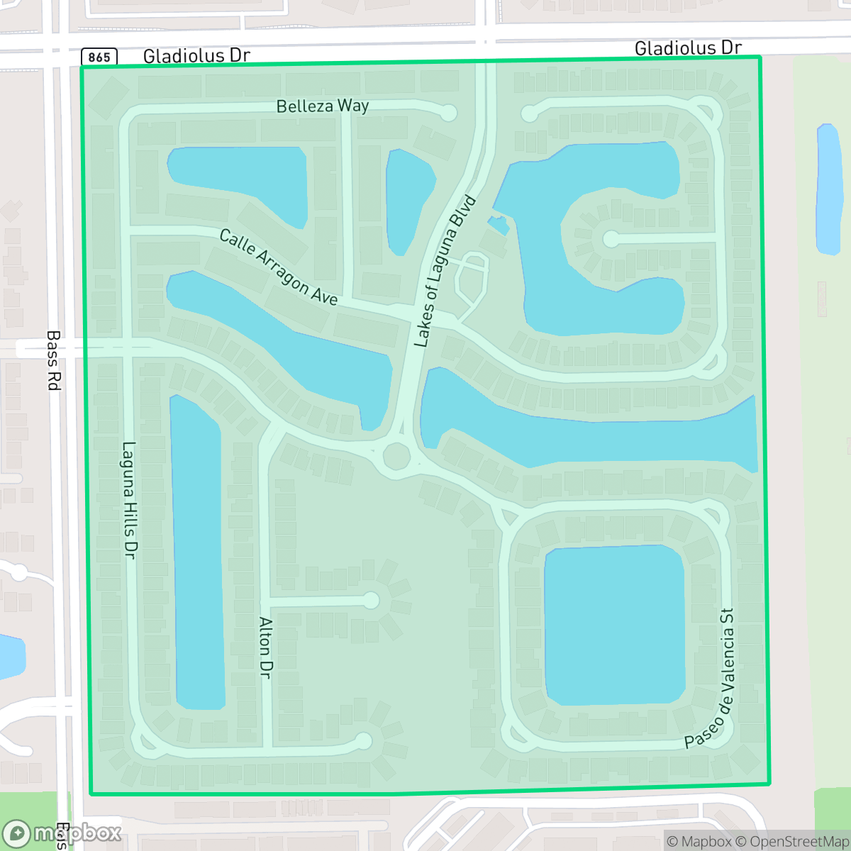 Map showing the location of Laguna Lakes, Cypress Lake, FL
