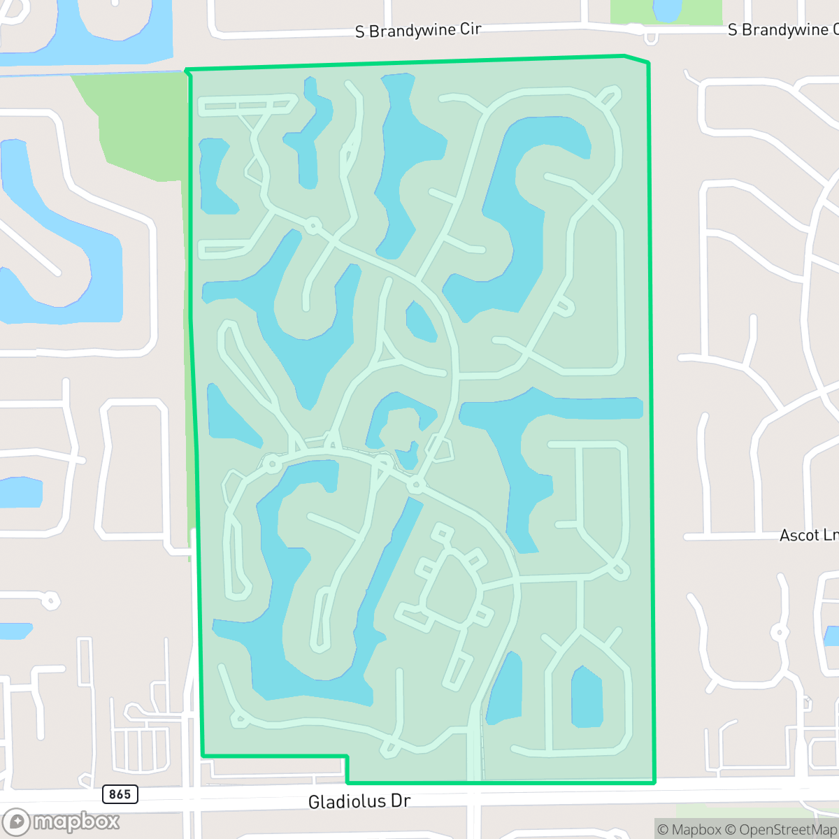 Map showing the location of Parker Lakes, Cypress Lake, FL