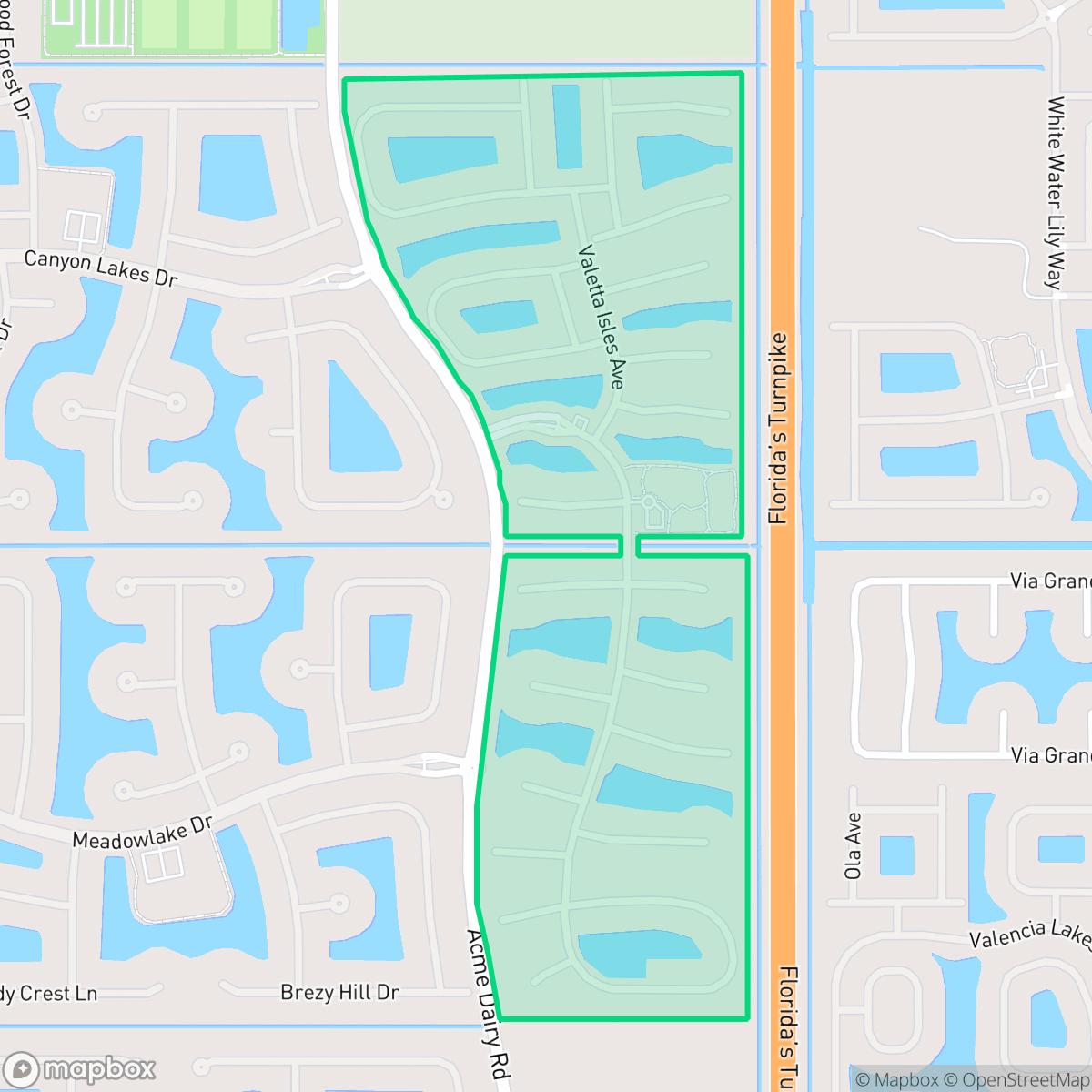 Map showing the location of Canyon Trails, Delray Beach, FL