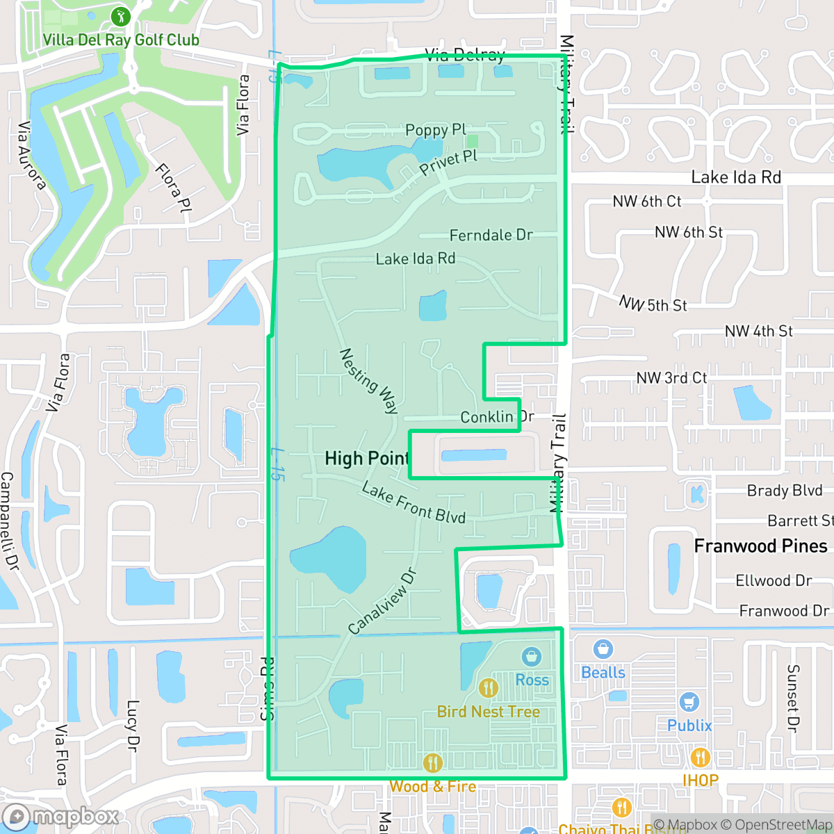 Map showing the location of High Point, Delray Beach, FL