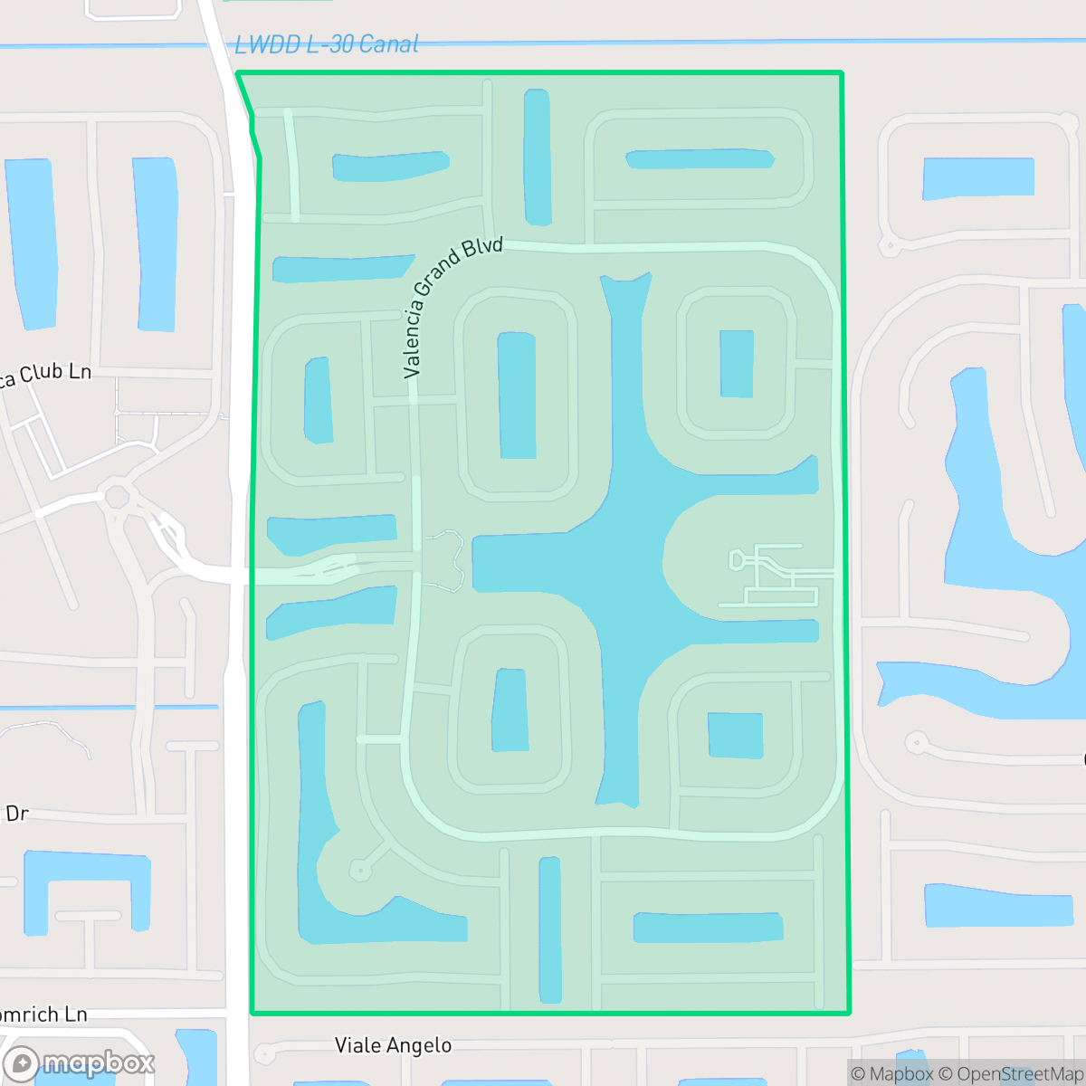 Map showing the location of Valencia Falls, Delray Beach, FL
