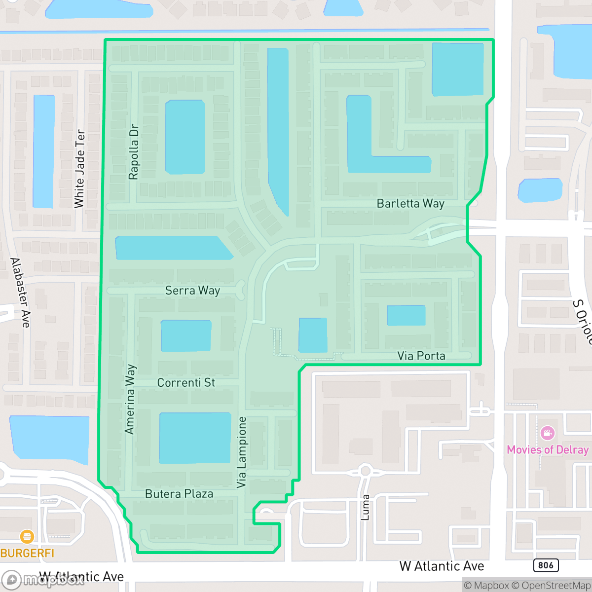 Map showing the location of Villaggio Reserve, Delray Beach, FL
