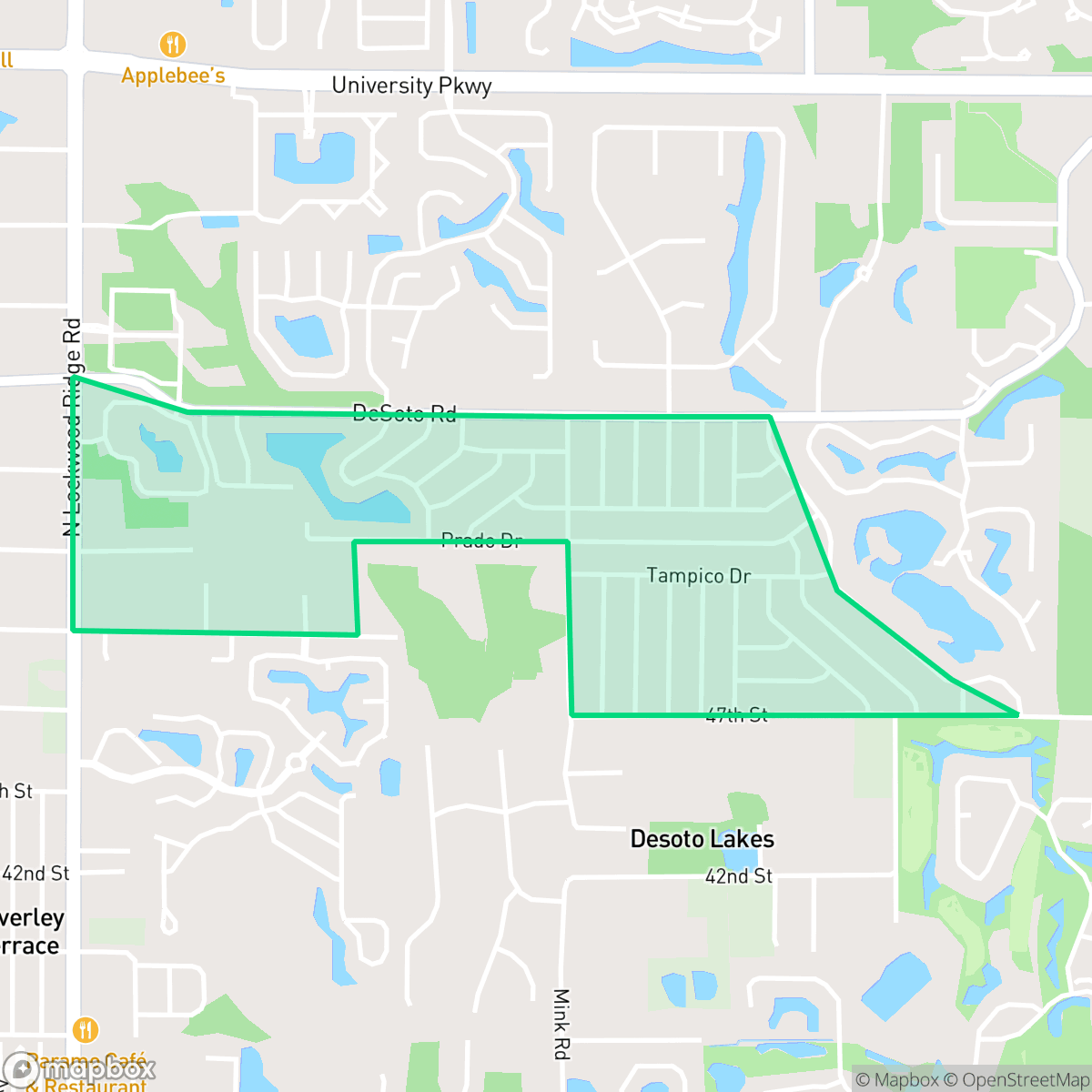 Map showing the location of Desoto Lakes, FL — coverage area