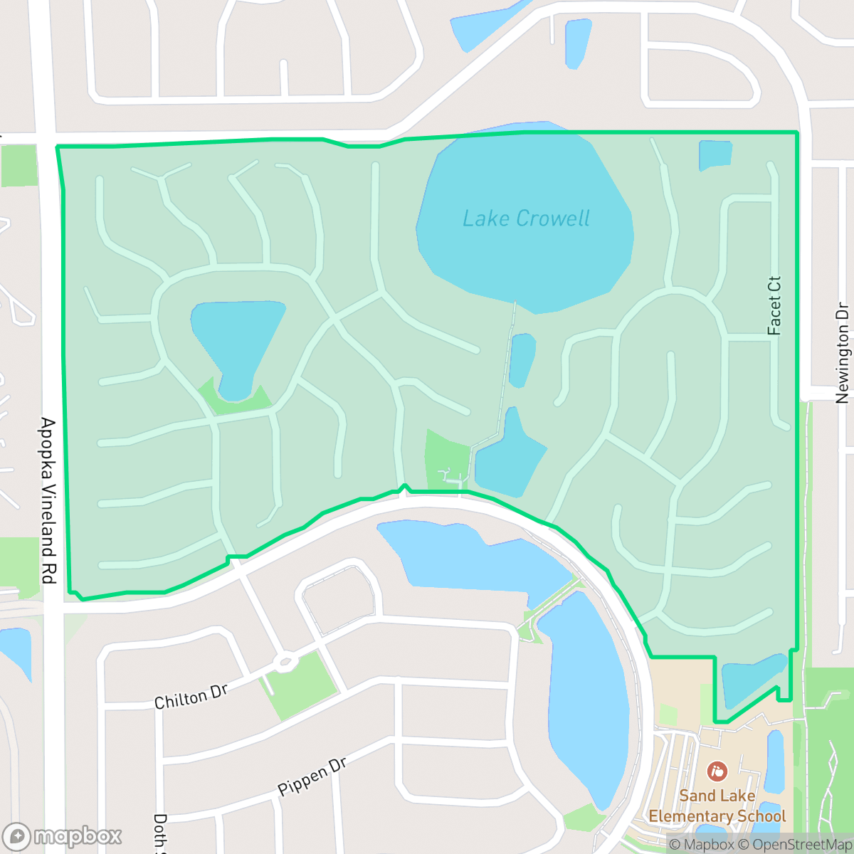 Map showing the location of Buena Vista Woods, Doctor Phillips, FL