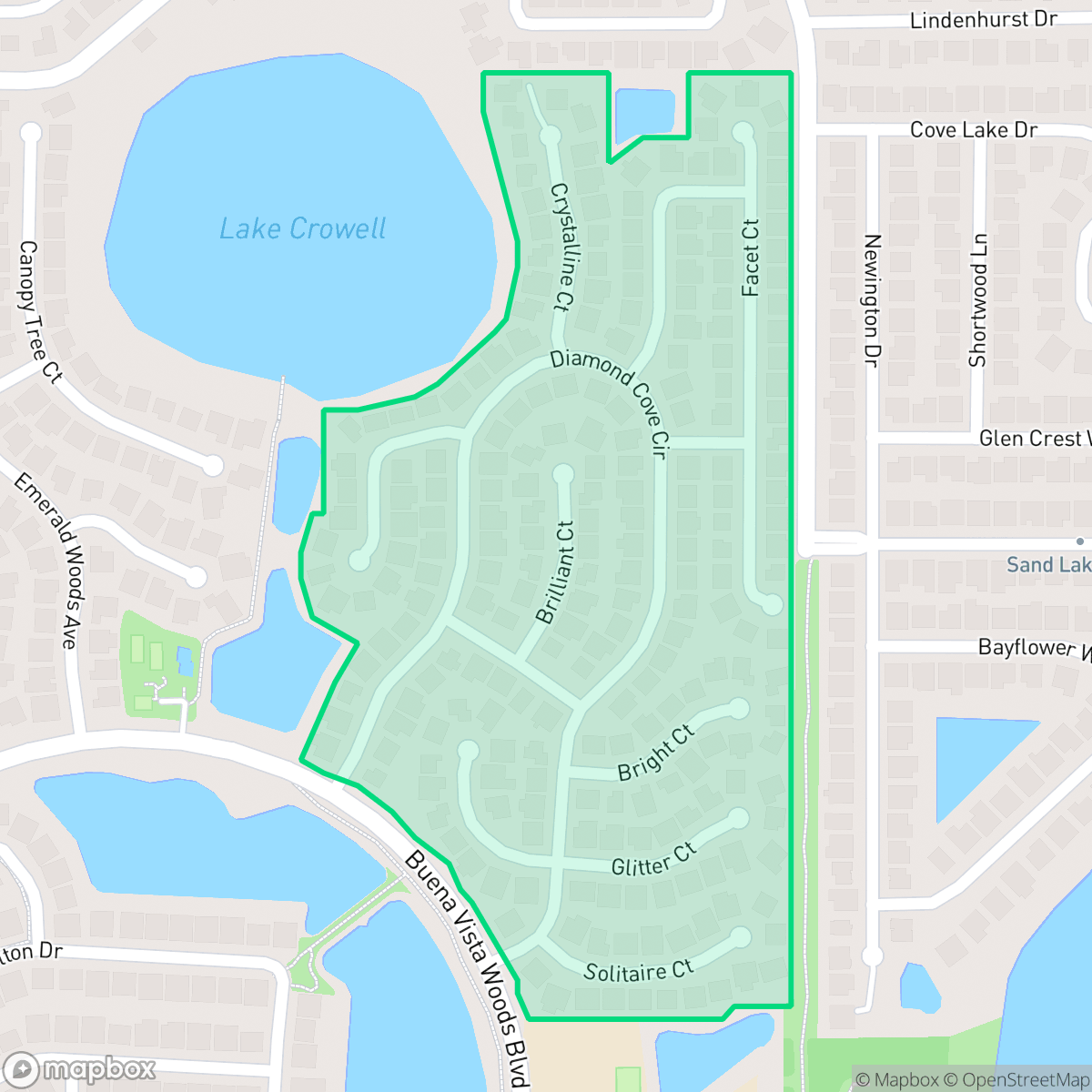 Map showing the location of Diamond Cove, Doctor Phillips, FL