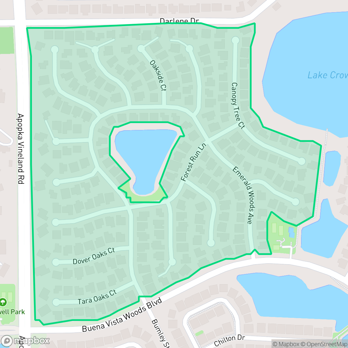 Map showing the location of Emerald Forest, Doctor Phillips, FL