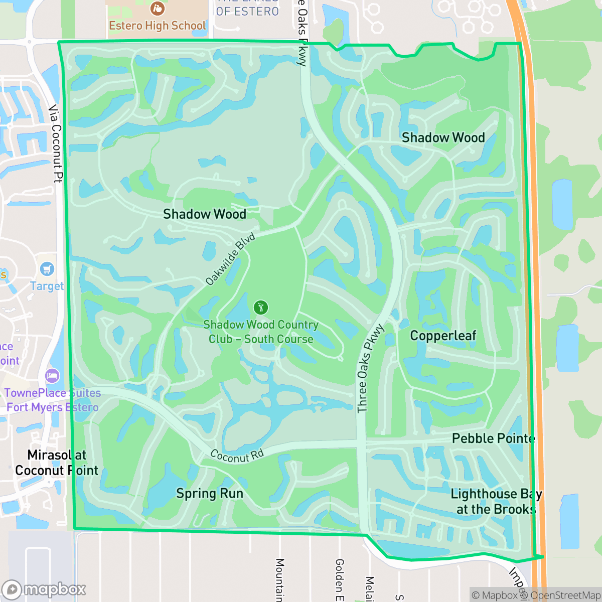 Map showing the location of The Brooks, Estero, FL