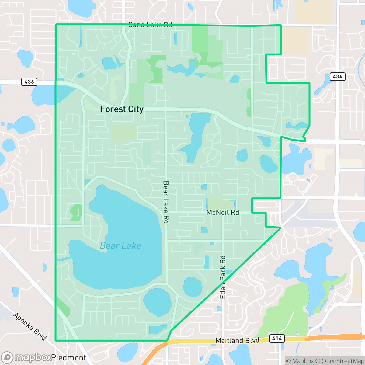 Map showing the location of Forest City, FL — coverage area