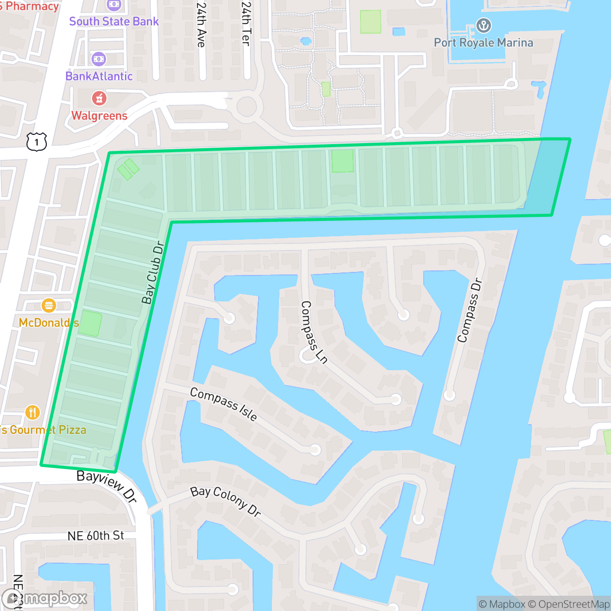 Map showing the location of Bay Colony Club, Fort Lauderdale, FL