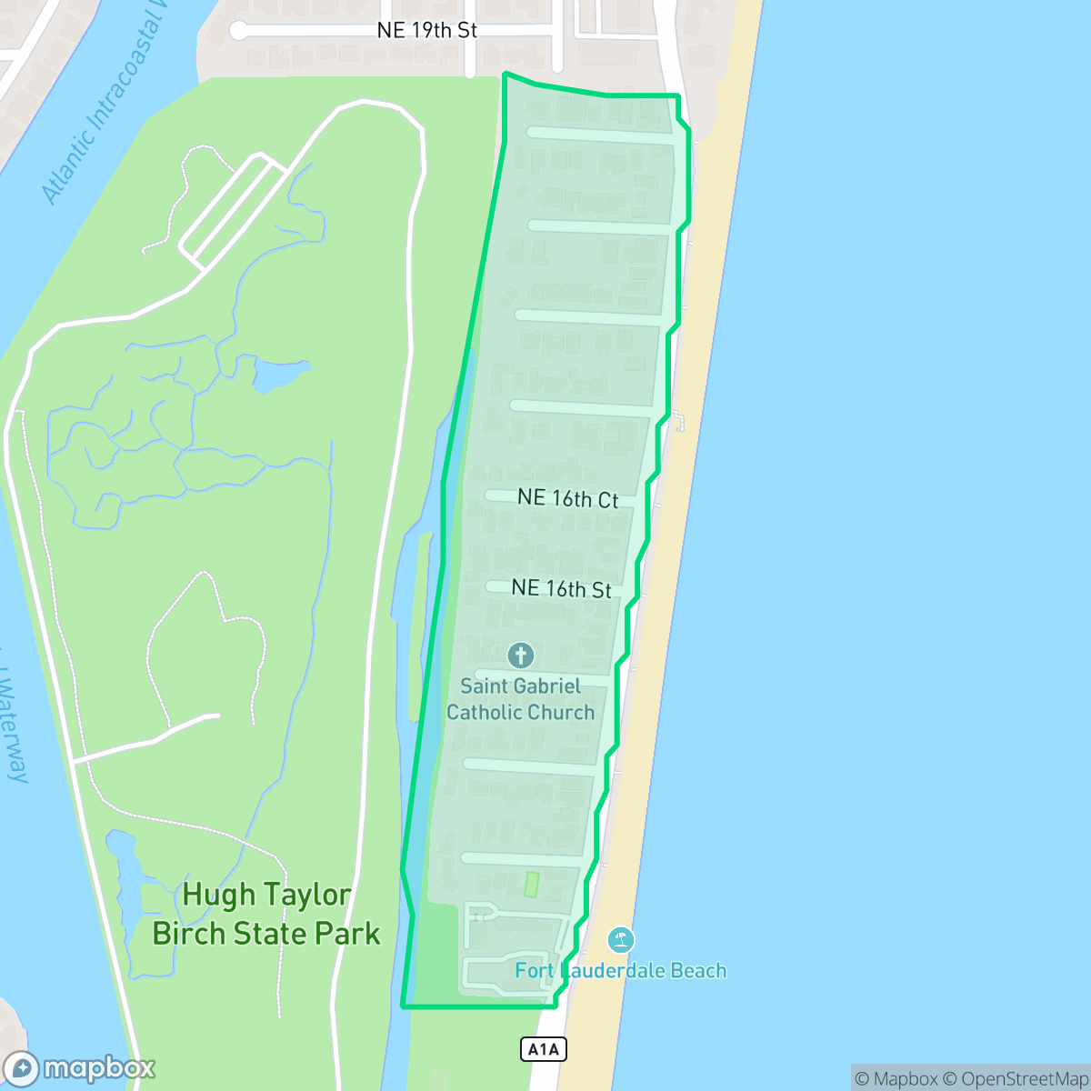 Map showing the location of Birch Park Finger Sts., Fort Lauderdale, FL
