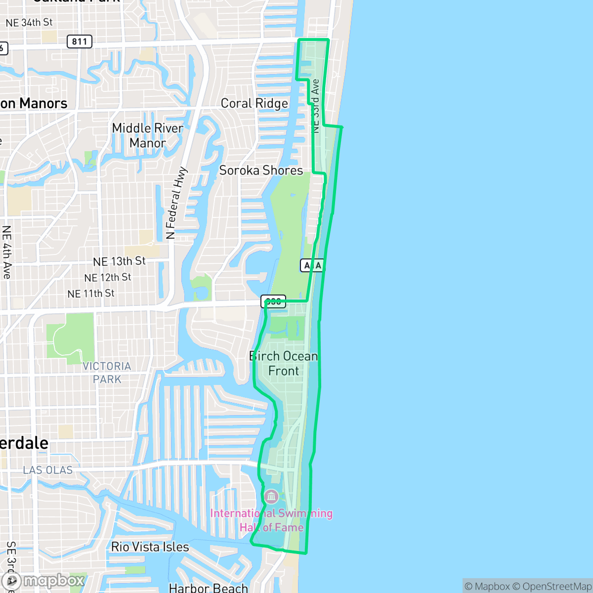 Map showing the location of Central Beach Alliance, Fort Lauderdale, FL