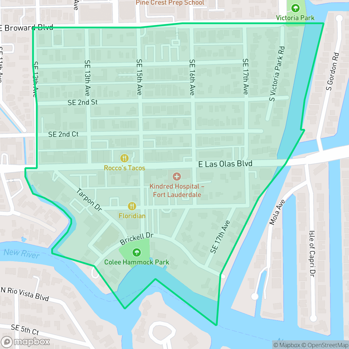 Map showing the location of Colee Hammock, Fort Lauderdale, FL