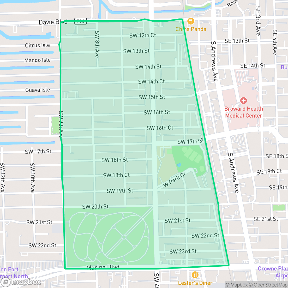 Map showing the location of Croissant Park, Fort Lauderdale, FL