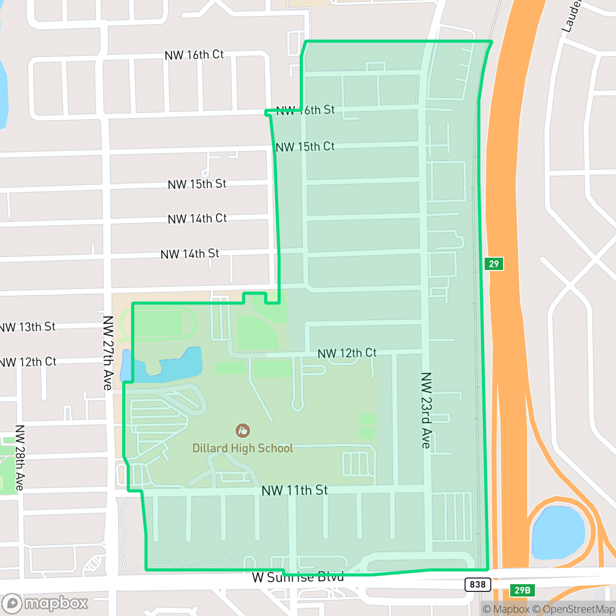 Map showing the location of Dillard Park, Fort Lauderdale, FL
