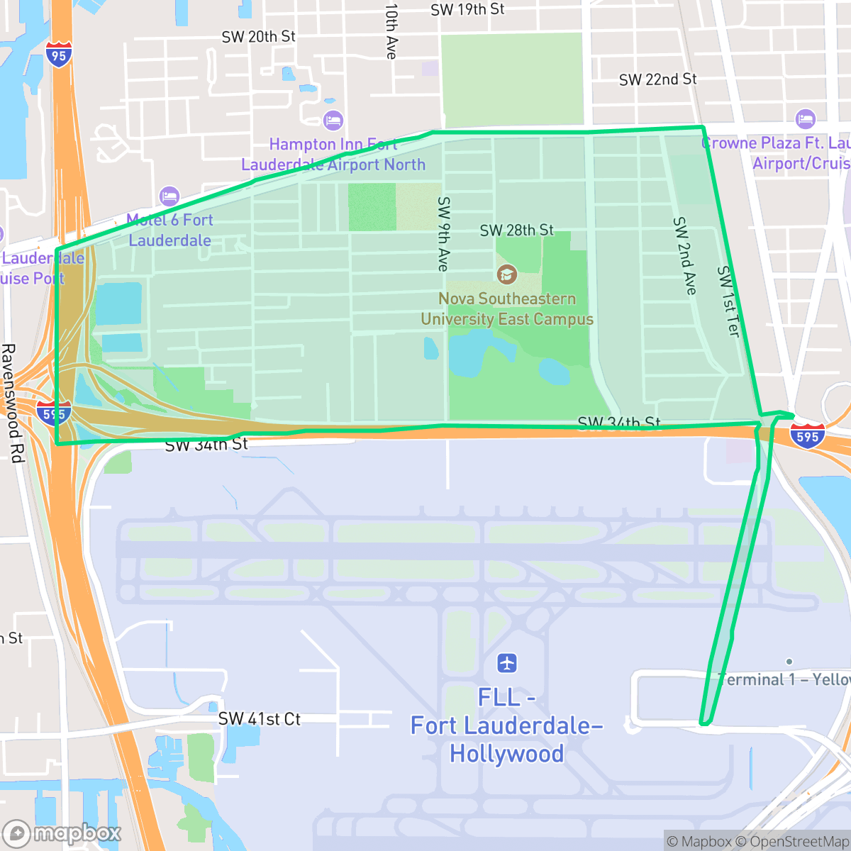 Map showing the location of Edgewood, Fort Lauderdale, FL