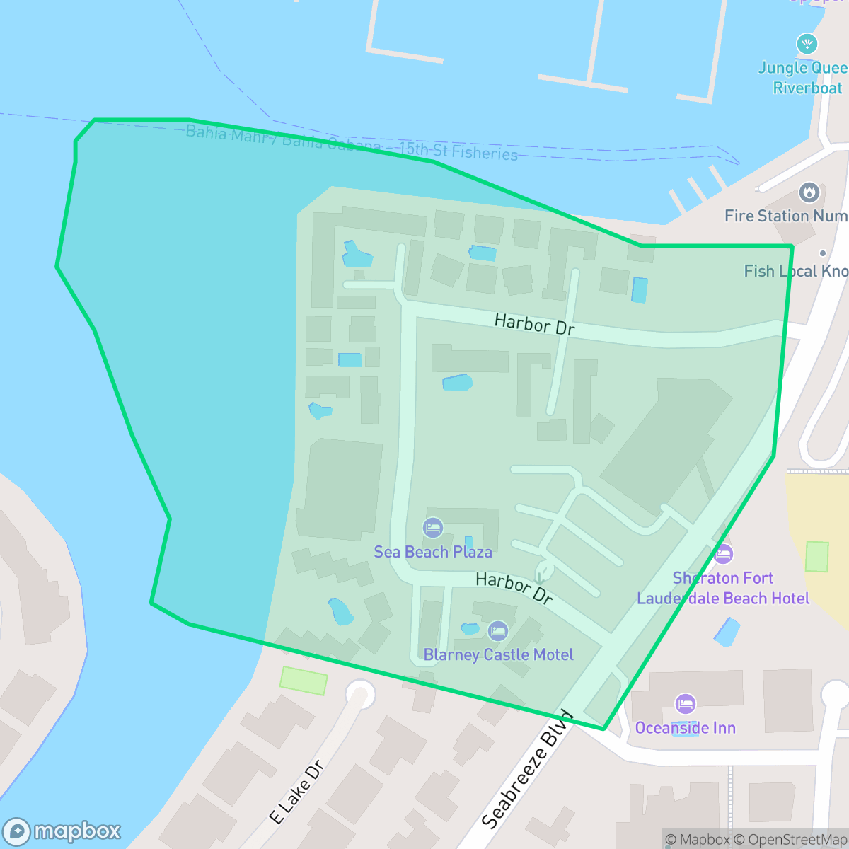 Map showing the location of Harbor Drive, Fort Lauderdale, FL