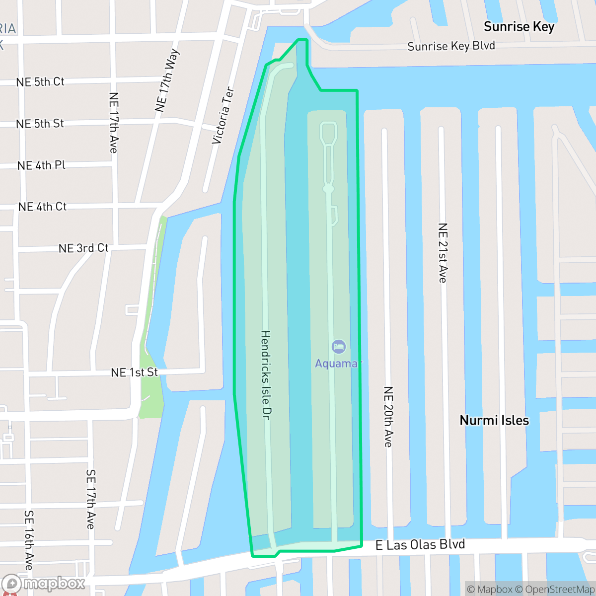 Map showing the location of Hendricks and Venice Isles, Fort Lauderdale, FL