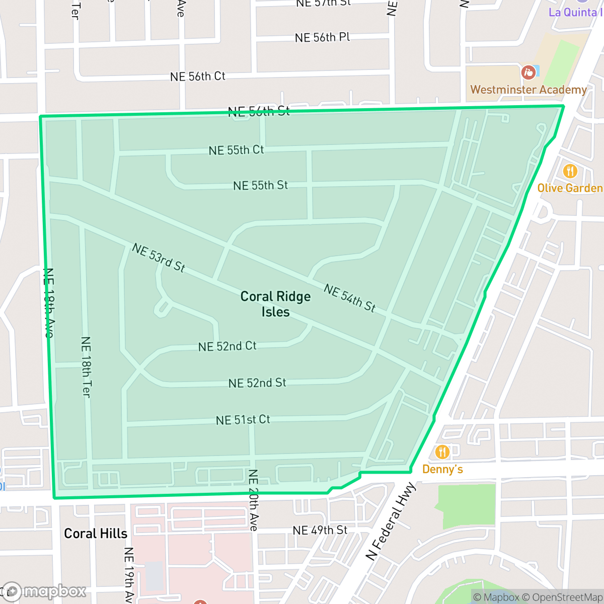 Map showing the location of Knoll Ridge, Fort Lauderdale, FL