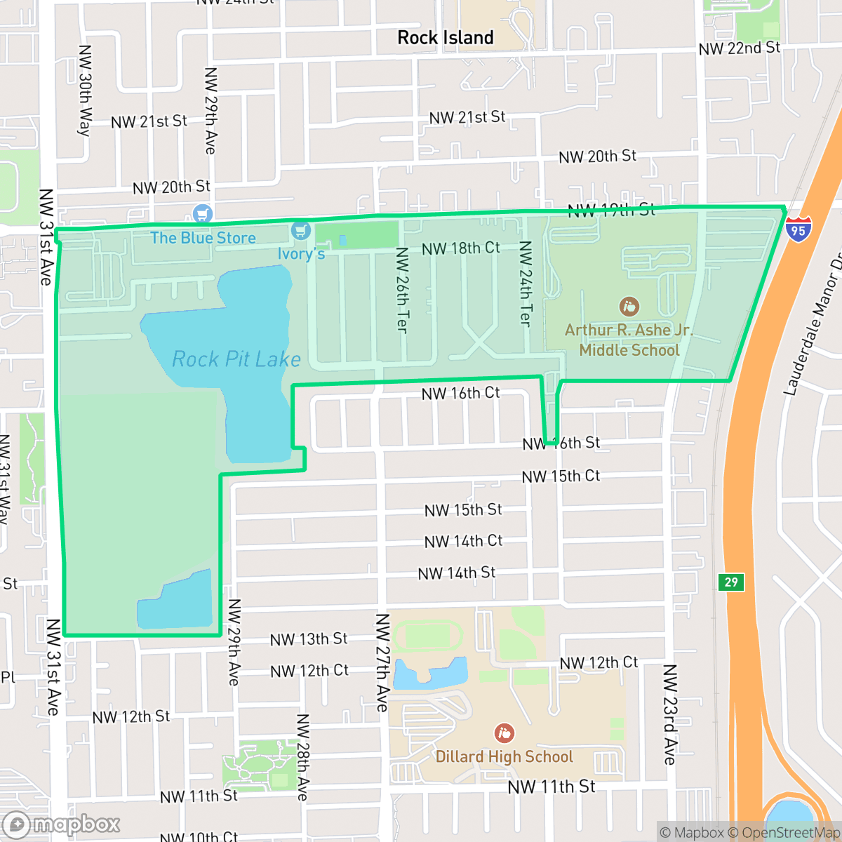 Map showing the location of Lake Aire Palm View, Fort Lauderdale, FL