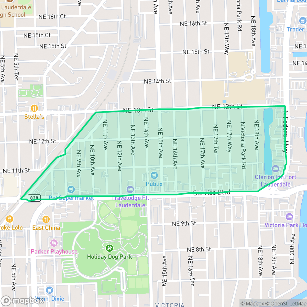 Map showing the location of Lake Ridge, Fort Lauderdale, FL