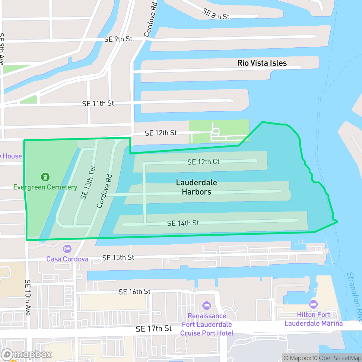 Map showing the location of Lauderdale Harbours, Fort Lauderdale, FL