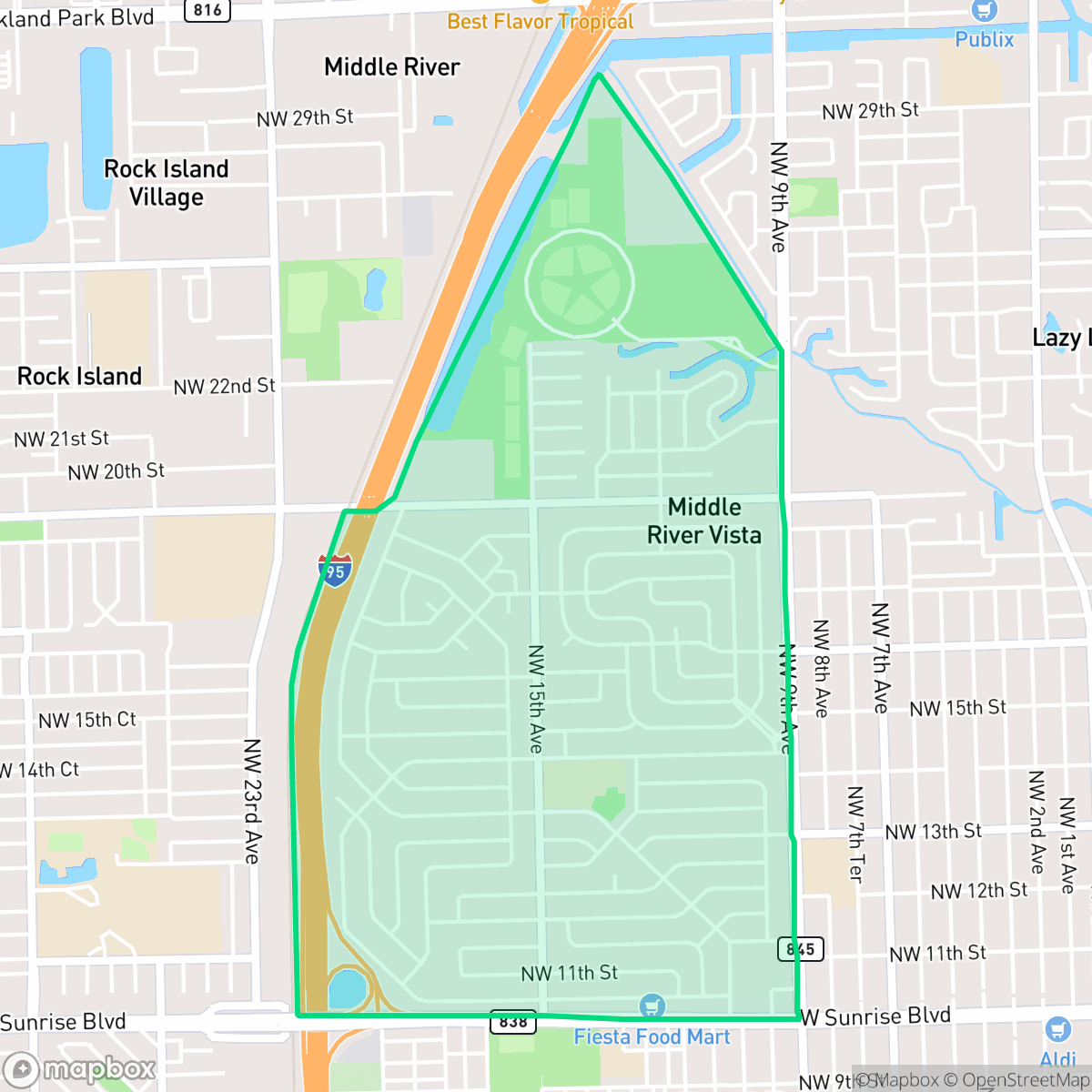 Map showing the location of Lauderdale Manors, Fort Lauderdale, FL