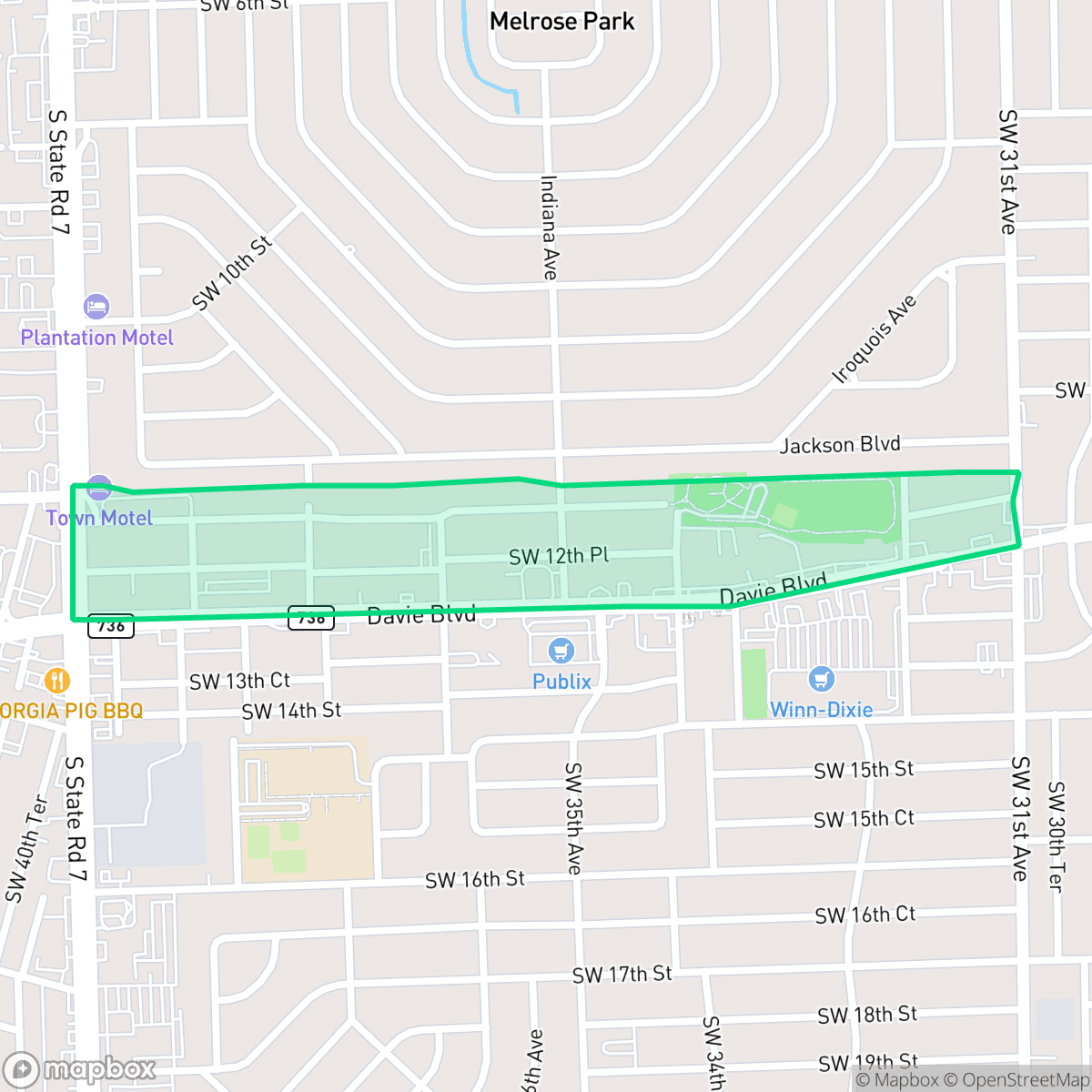 Map showing the location of Lauderdale West, Fort Lauderdale, FL