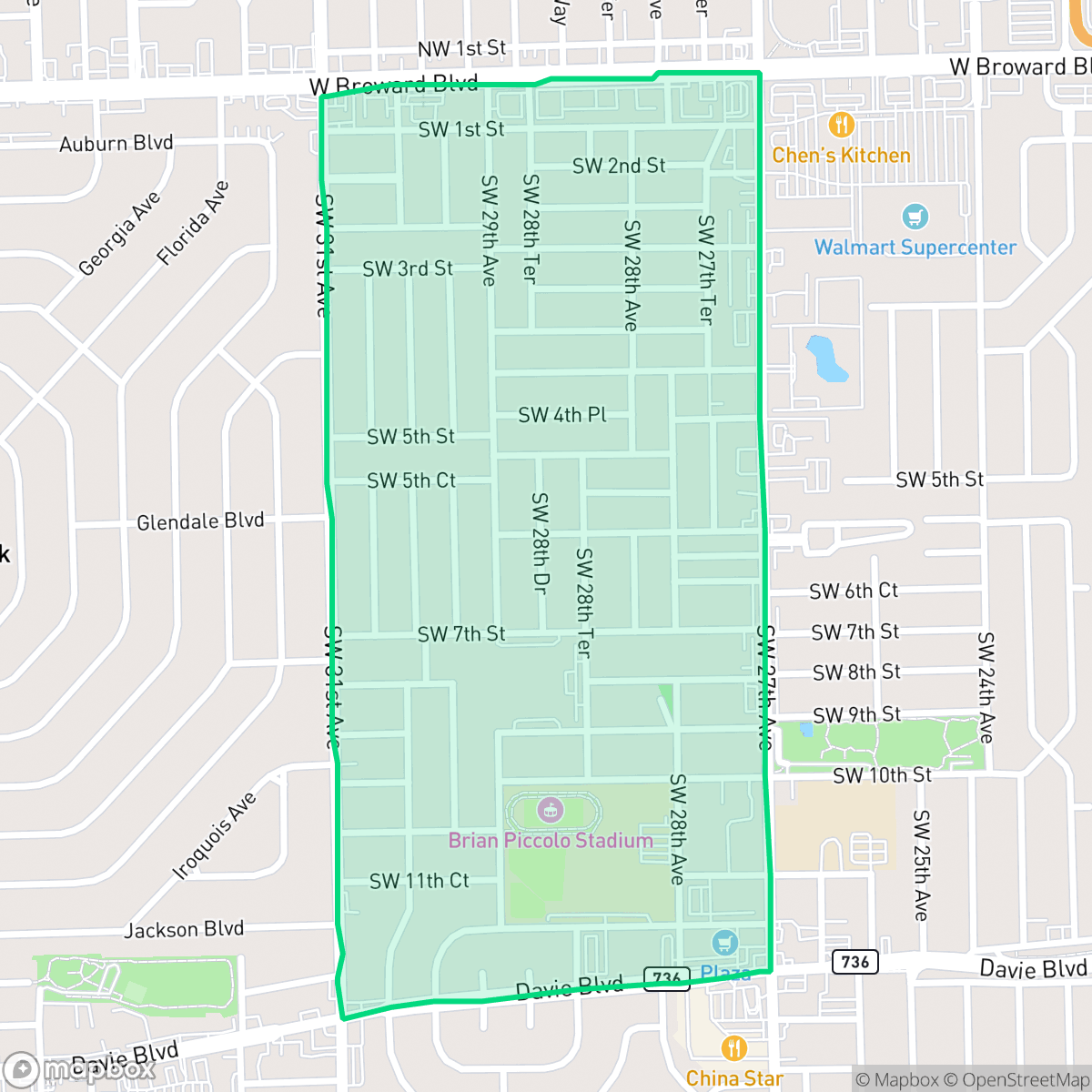 Map showing the location of Melrose Manors, Fort Lauderdale, FL