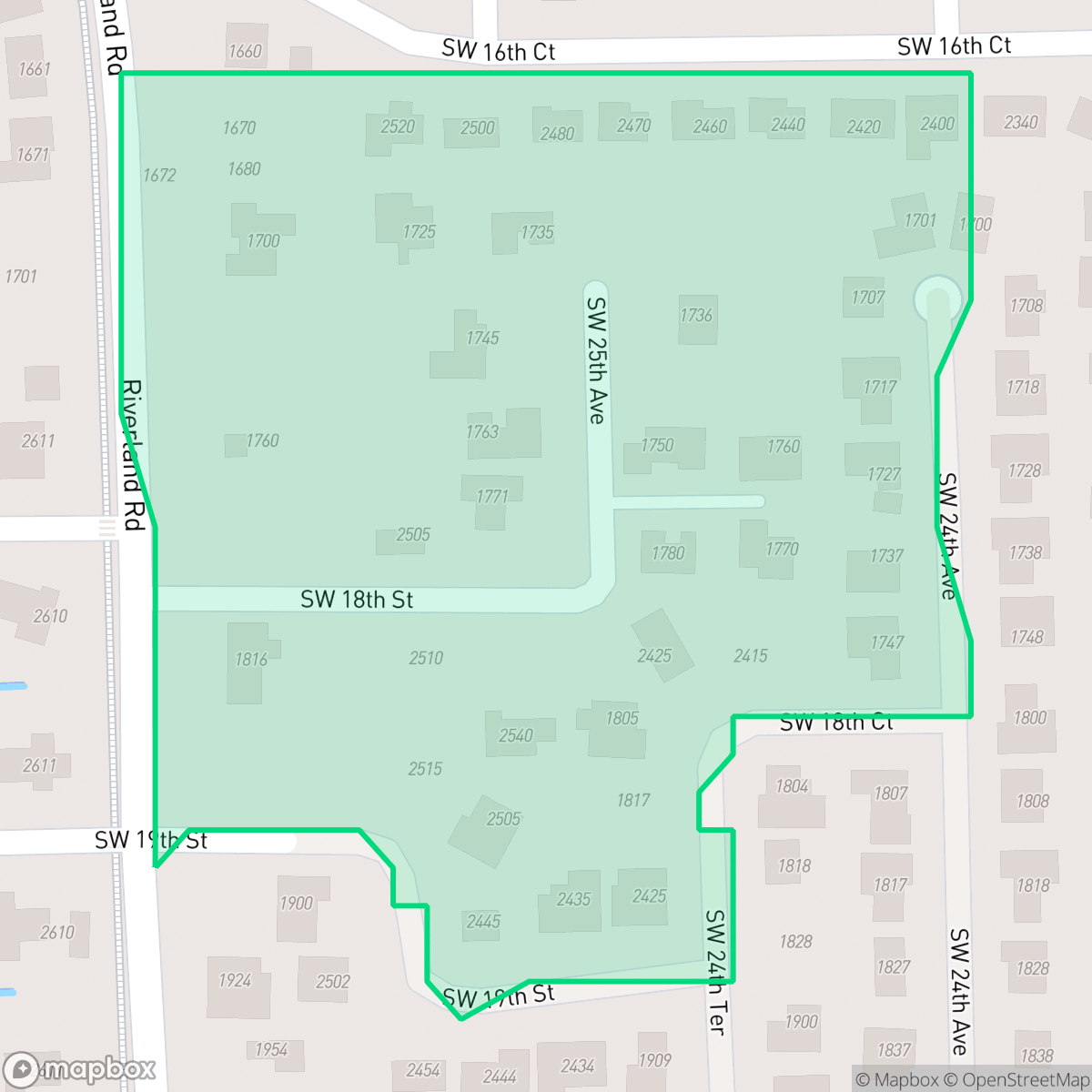 Map showing the location of Oak River Homeowners, Fort Lauderdale, FL