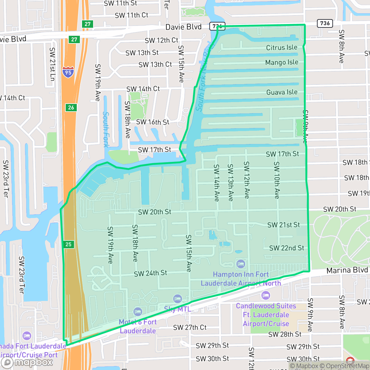 Map showing the location of River Oaks, Fort Lauderdale, FL