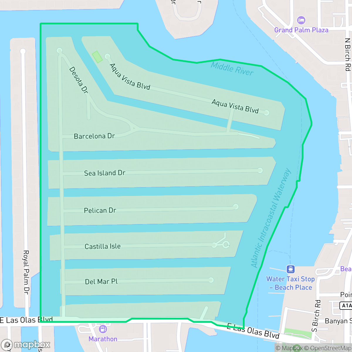 Map showing the location of Seven Isles, Fort Lauderdale, FL