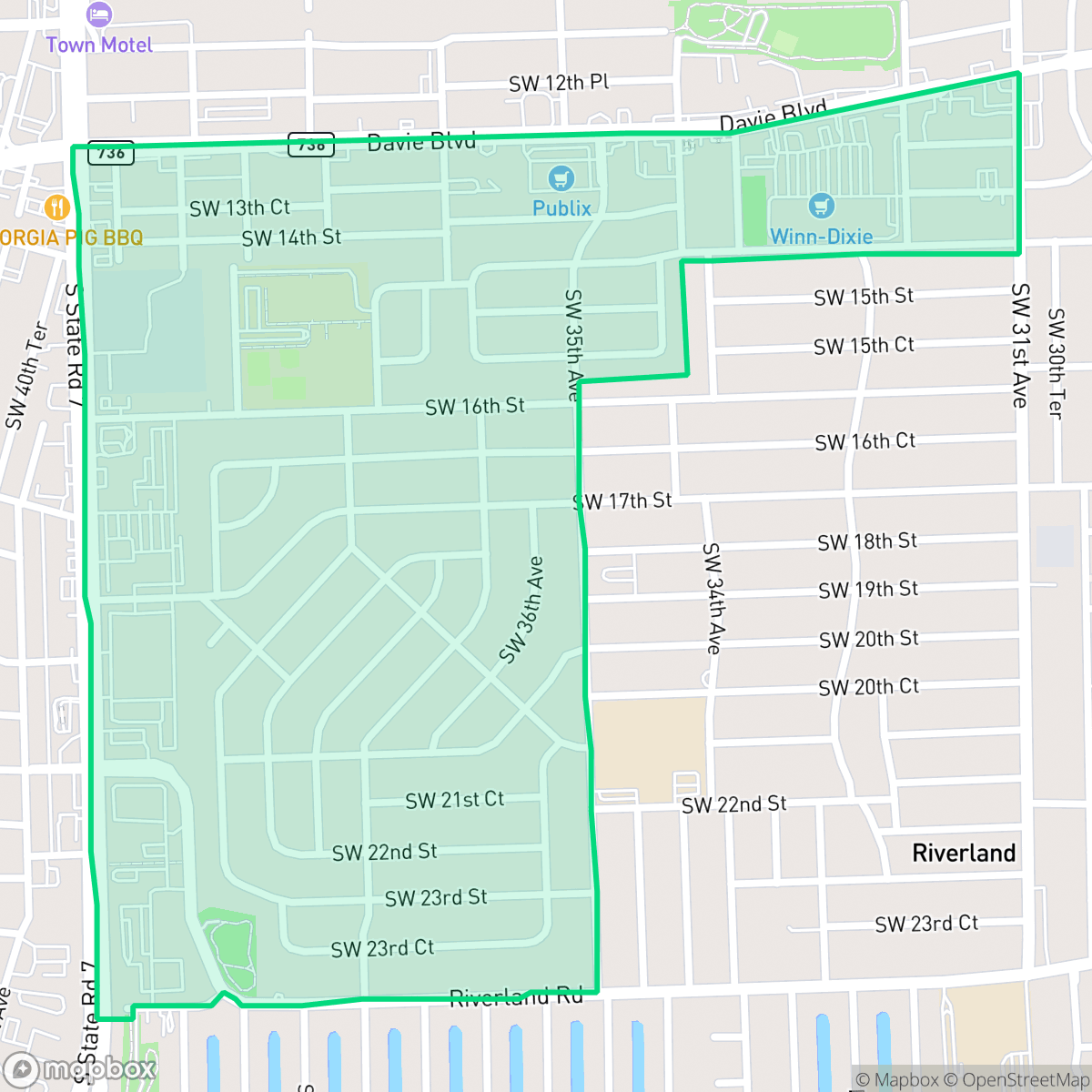 Map showing the location of Sunset, Fort Lauderdale, FL