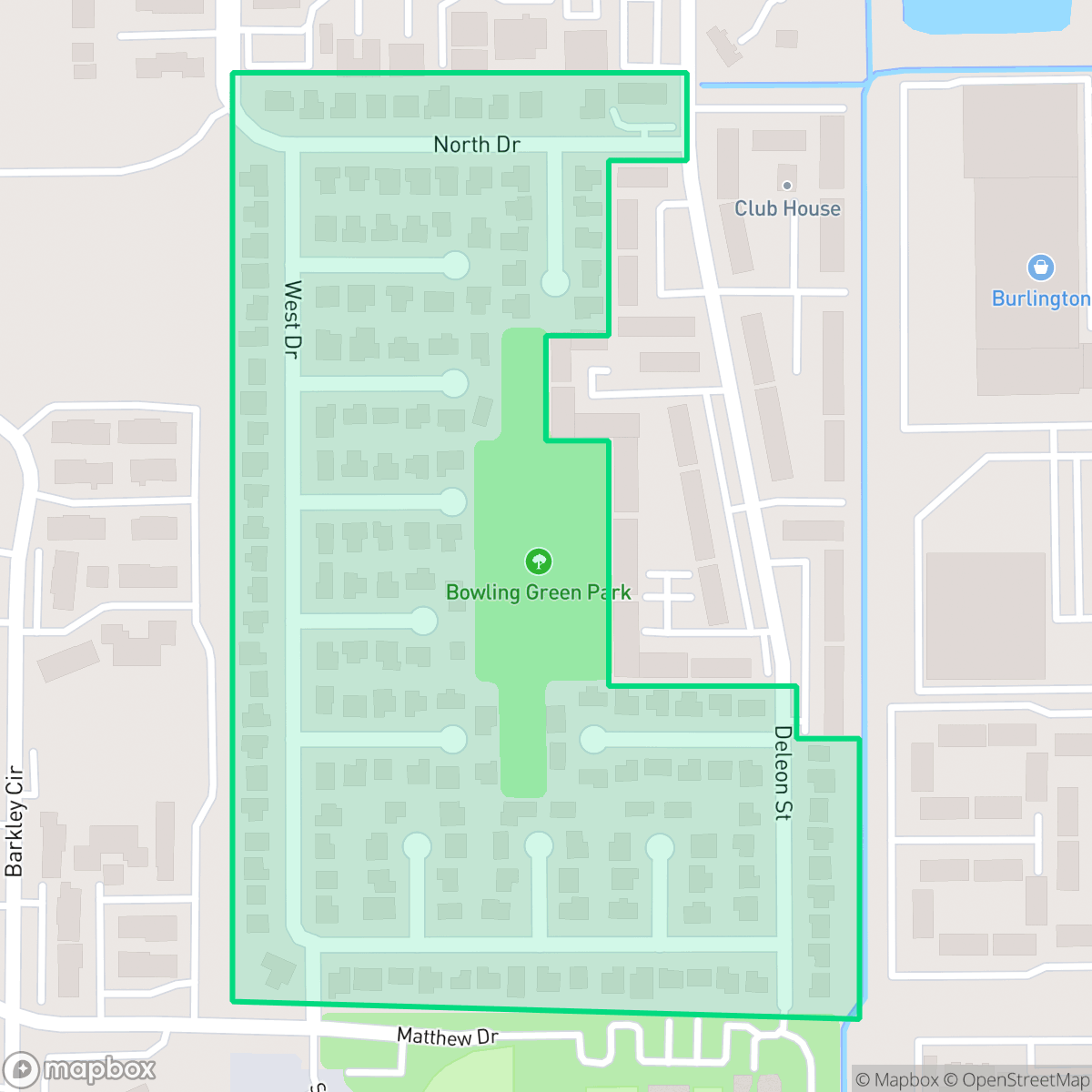 Map showing the location of Bowling Green, Fort Myers, FL