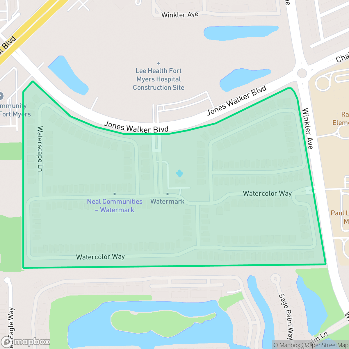 Map showing the location of Watermark, Fort Myers, FL