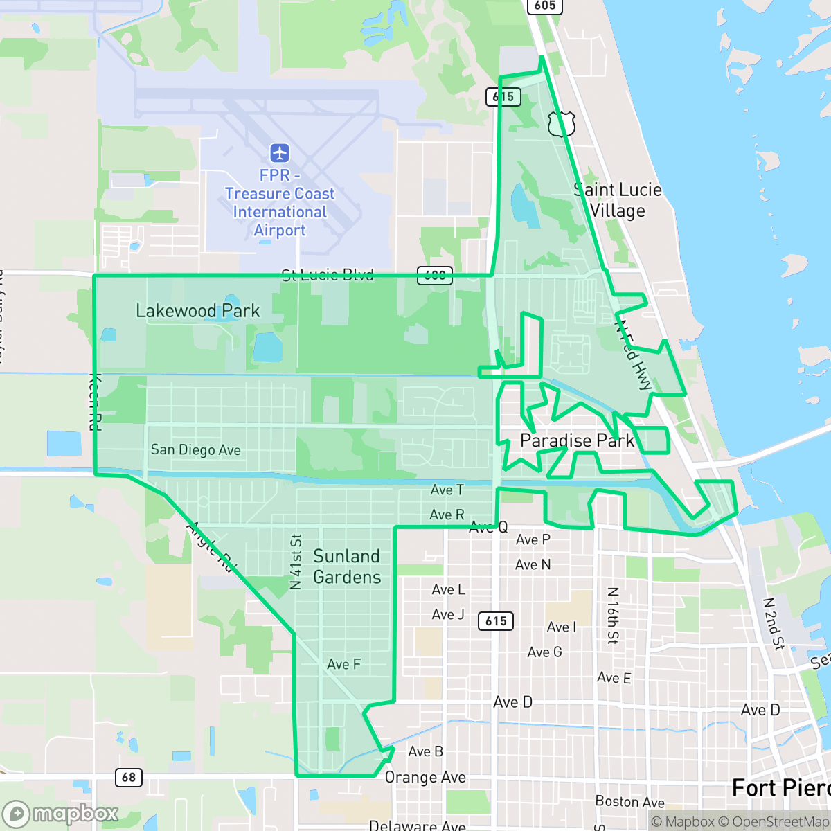 Map showing the location of Fort Pierce North, FL — coverage area