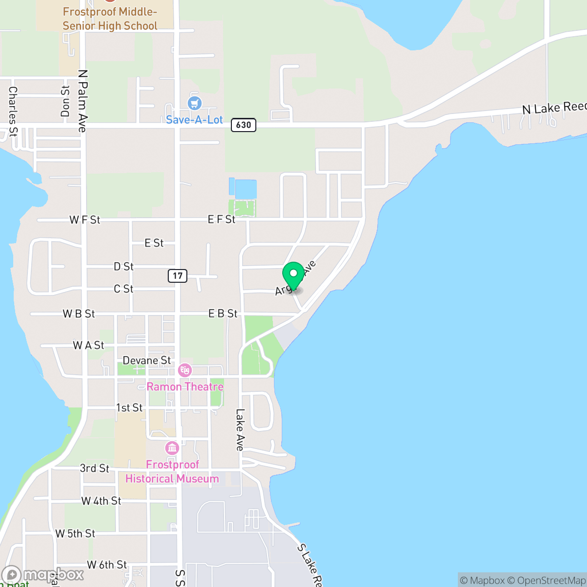 Map showing the location of Frostproof, FL — coverage area