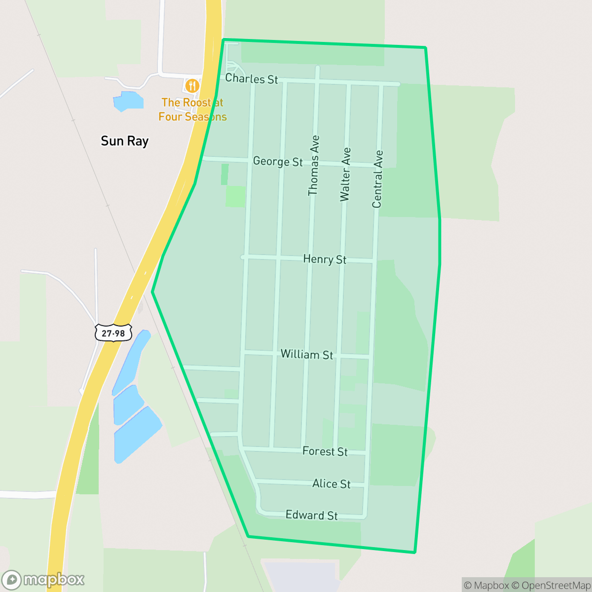 Map showing the location of Sunray, Frostproof, FL