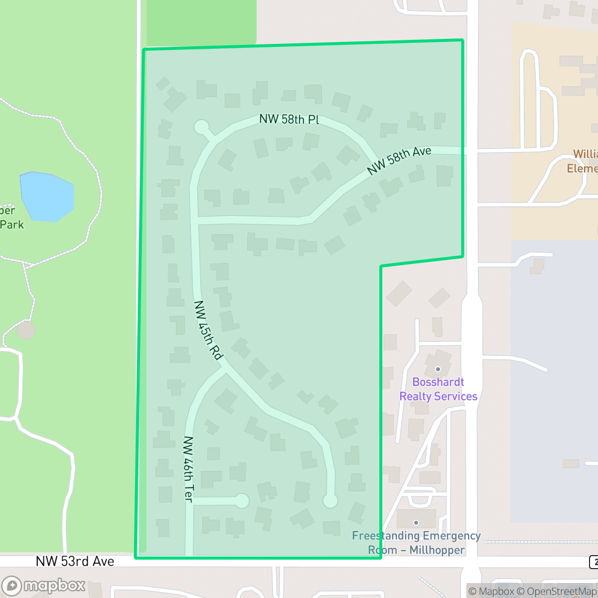 Map showing the location of Ashton, Gainesville, FL